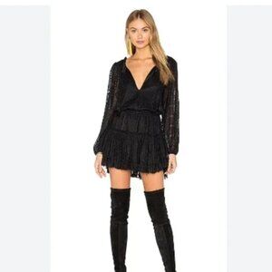 MISA LOS ANGELES Size L Lorena Lace Hem Black Mini Dress